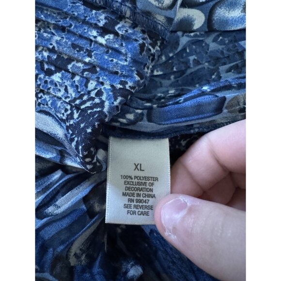 Dressbarn Women Size XL Ruffle Neck Polyester Blouse Button Down Pleated - Picture 7 of 9